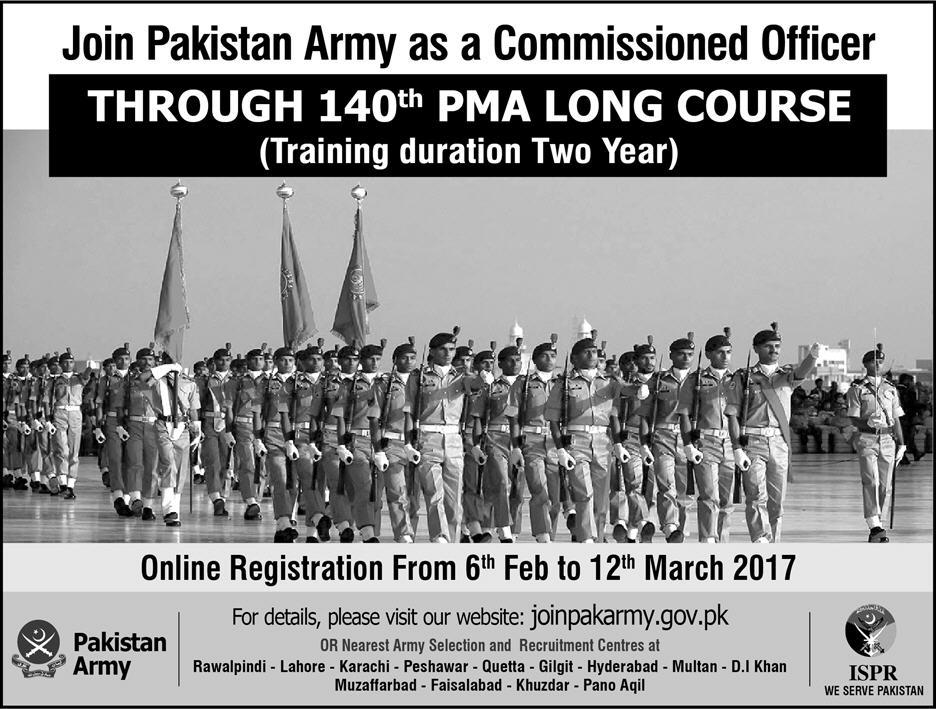 Join Pak Army though 140 Long Course Registration
