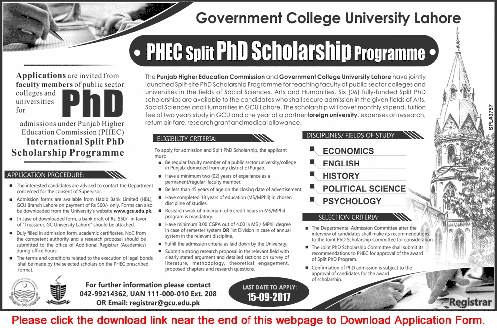 Split Phd Scholarship Program