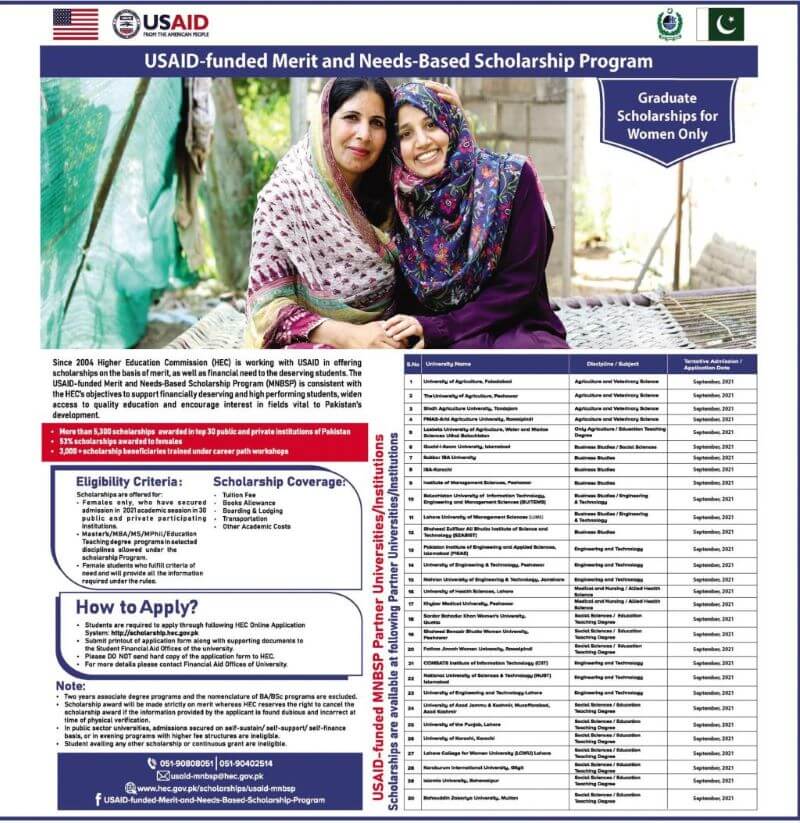 Hec Usaid Merit And Need Based Scholarship
