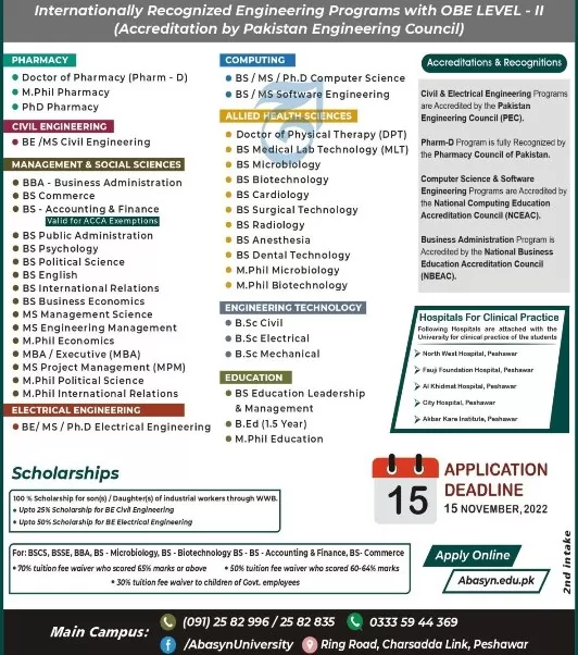 admission announcement of Abasyn University