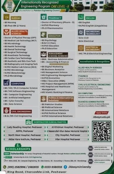 admission announcement of Abasyn University