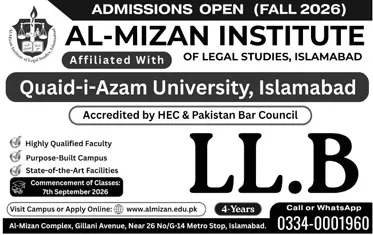 admission announcement of Al-meezan Institute Of Legal Studies