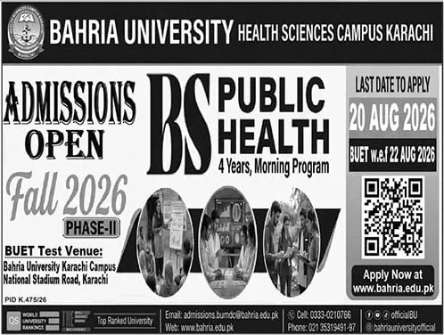 admission announcement of Bahria University ( Karachi Campus )