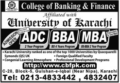 admission announcement of College Of Banking And Finance