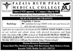 admission announcement of Fazaia Ruth Pfau Medical College