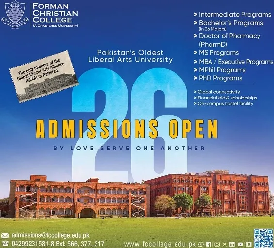 admission announcement of Forman Christian College