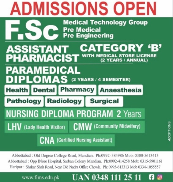 Frontier Institute Of Medical Sciences [abbottabad] FIMS Abbottabad FA