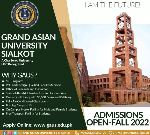 admission announcement of Grand Asian University Sialkot