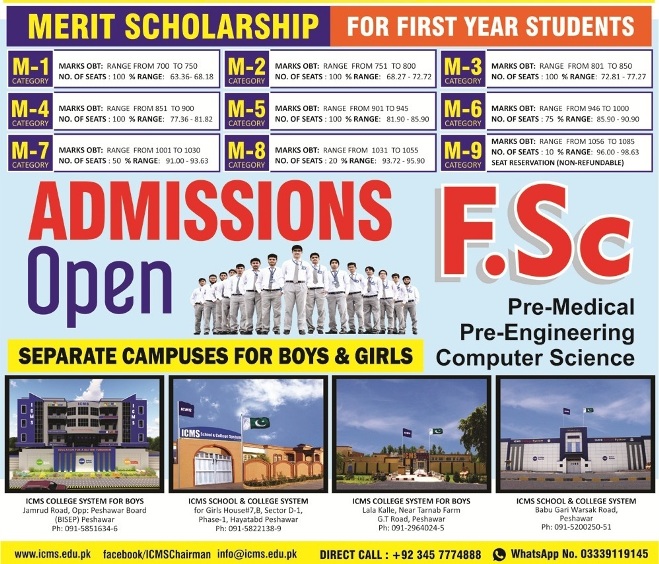 admission announcement of I C M S College System