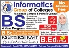 admission announcement of Informatics Group Of Colleges
