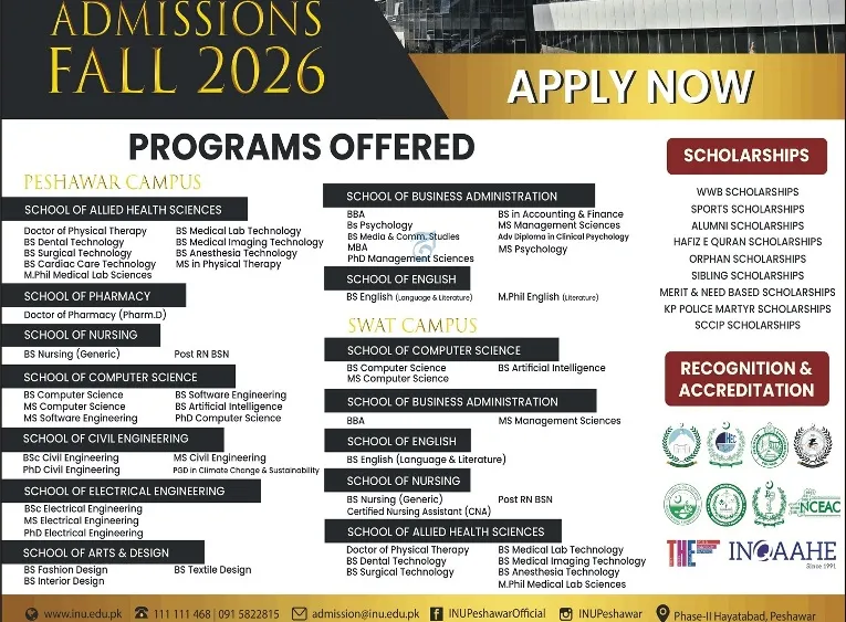 admission announcement of Iqra National University