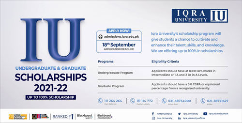 admission announcement of Iqra University [kch]