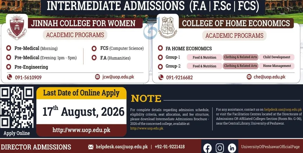 admission announcement of College Of Home Economics