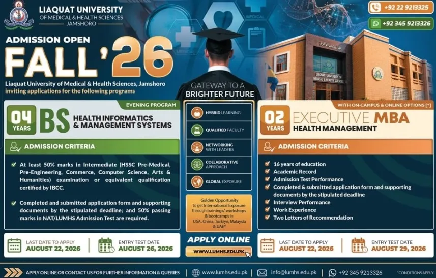 admission announcement of Liaquat University Of Medical And Health Sciences