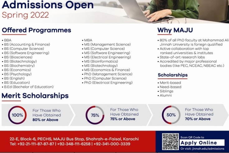 admission announcement of Muhammad Ali Jinnah University