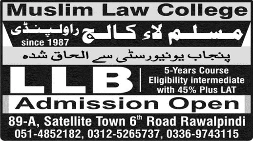 admission announcement of Muslim Law College