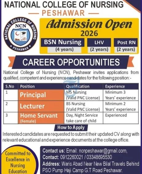 admission announcement of National College Of Nursing