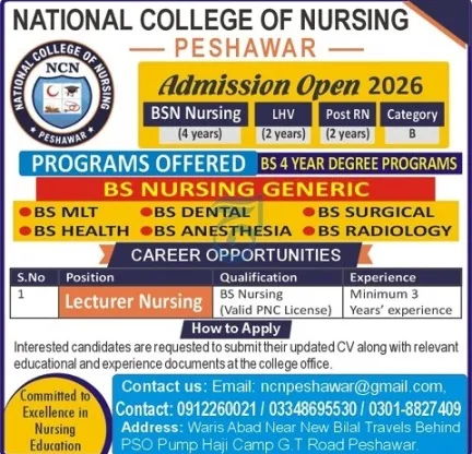 admission announcement of National College Of Nursing