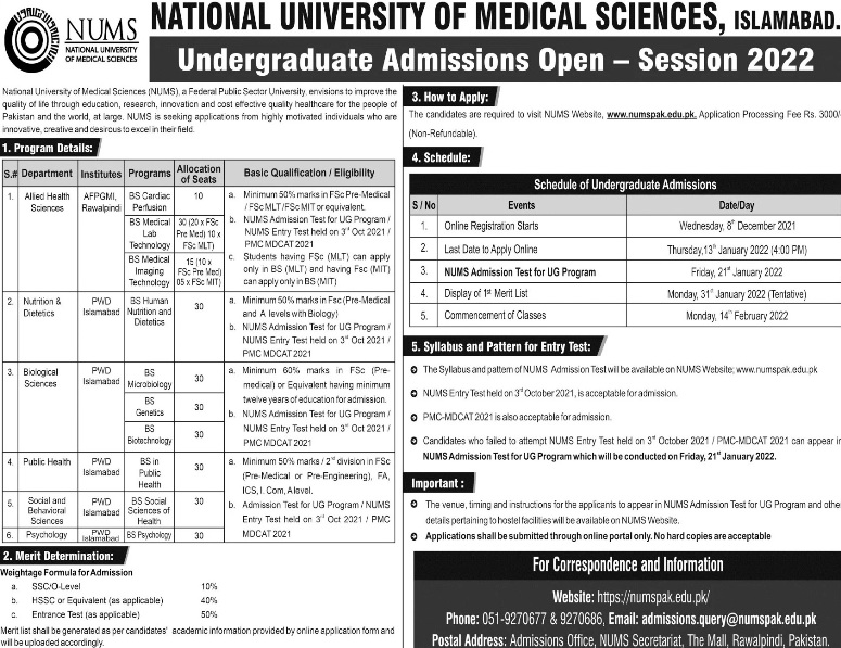 Armed Forces Postgraduate Medical Institute AFPGMI Rawalpindi BS
