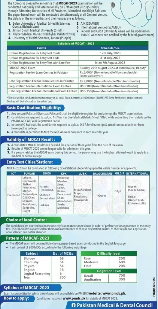 admission announcement of Gomal Medical College