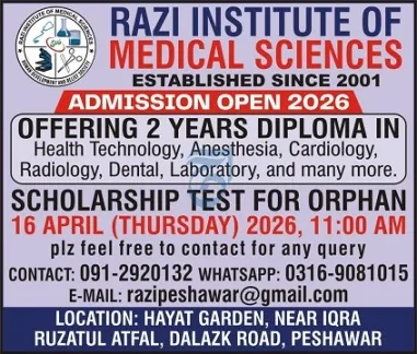 admission announcement of Razi Institute Of Medical Sciences