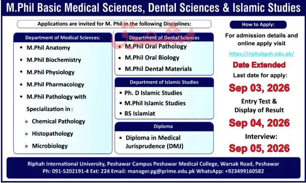 admission announcement of Riphah International University, Peshawar