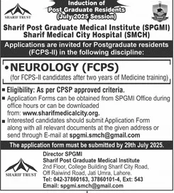 admission announcement of Sharif Postgraduate Medical Institute