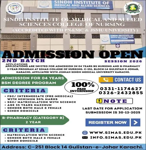 admission announcement of Sindh Institute Of Medical And Allied Sciences
