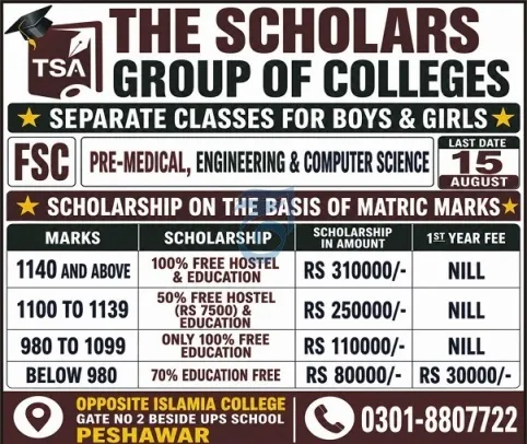 admission announcement of The Scholars Girls College
