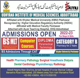 admission announcement of Udhyana Instititue Of Medical Sciences