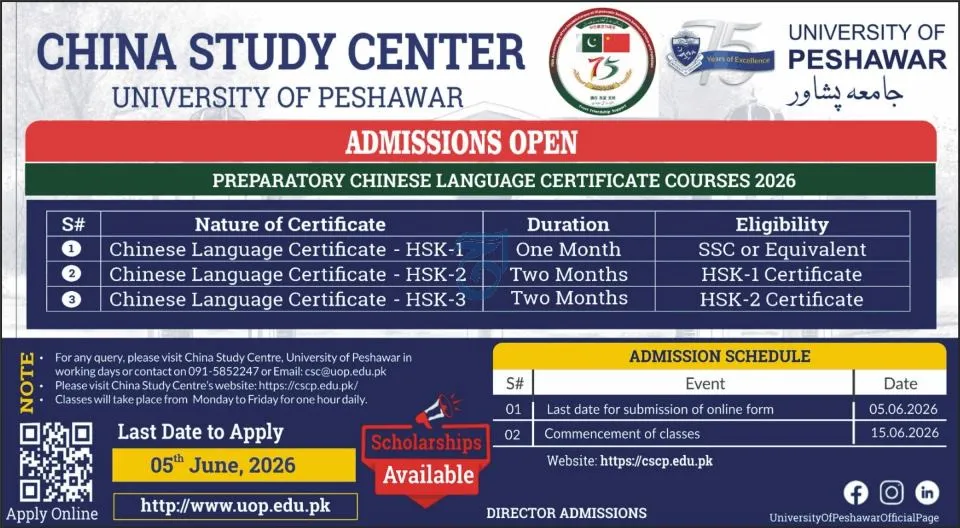 admission announcement of University Of Peshawar