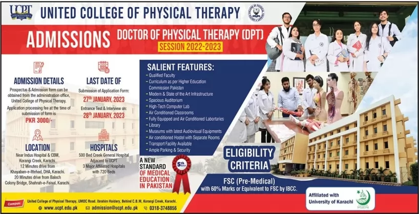 admission announcement of United College Of Physical Therapy