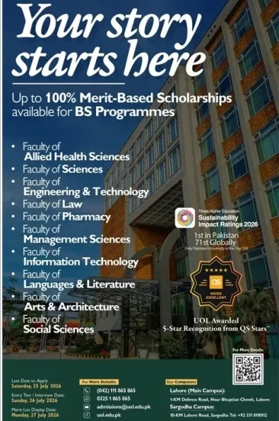 admission announcement of The University Of Lahore ( Main Campus )