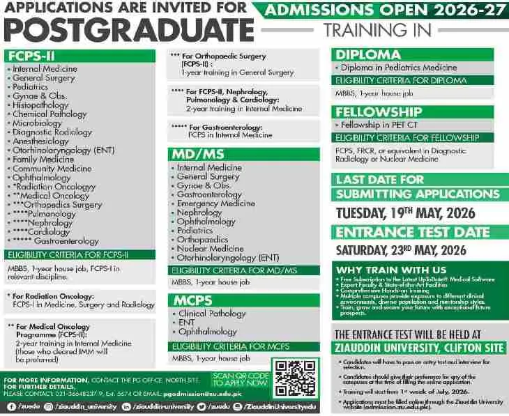 admission announcement of Zia-ud-din Medical University