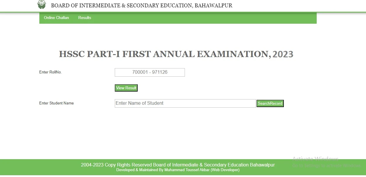 BISE Bahawalpur Board BWP 11th Class 1st Year Result 2024