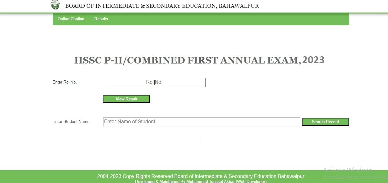 BISE Bahawalpur Inter 2nd Year 12th Result 2023