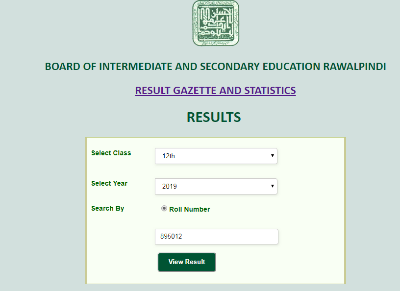 BISE Rawalpindi Board Inter HSSC FA FSc Result 2019