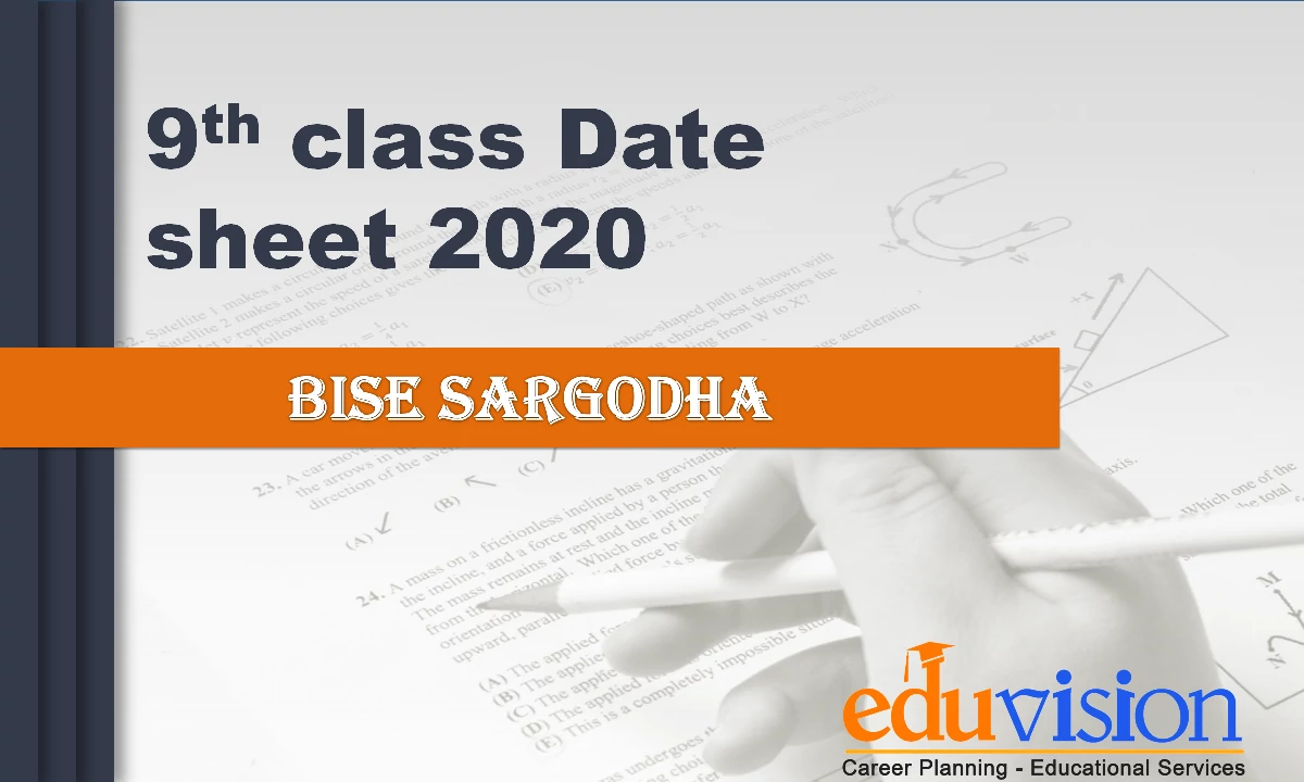 BISE Sargodha Board 9th Class Date sheet 2020