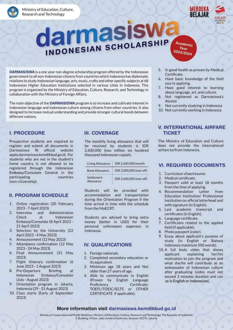 Darmasiswa Indonesian Scholarship