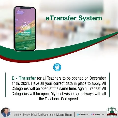 Murad Raas announces E-transfer to start from Dec 14