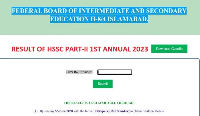 Federal Board FBISE 2nd Year Result 2023