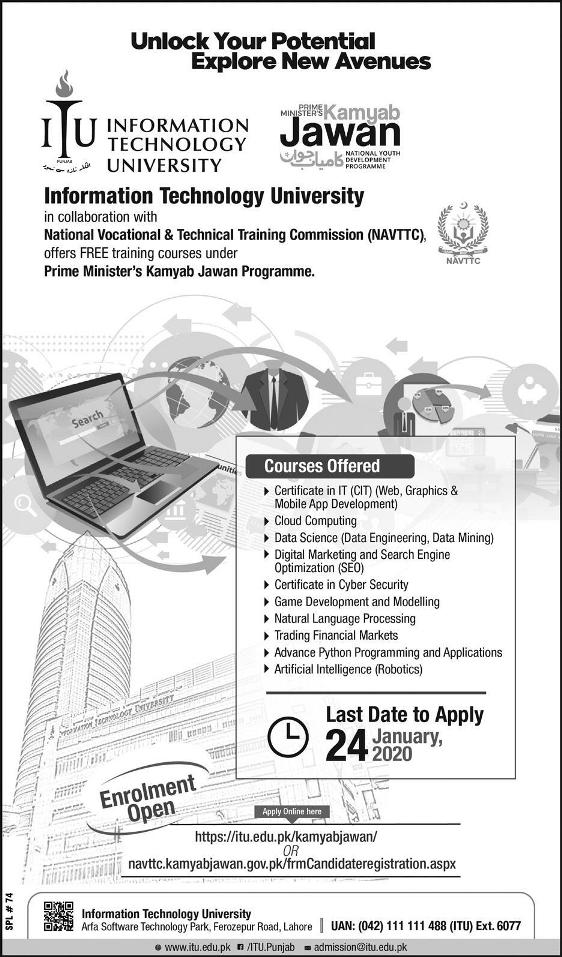 Information Technology University offers free IT and Freelancing courses