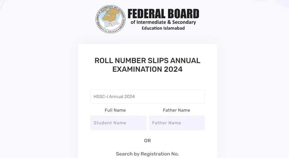 Download FBISE Inter Roll Number Slip 2024