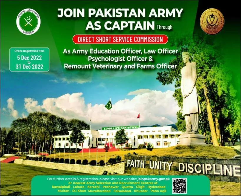 Join Pak Army as Captain 2023 Psychology Law and Education Corps