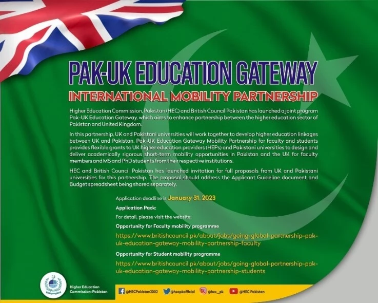 Pak-UK Education Gateway Mobility Partnership for Students