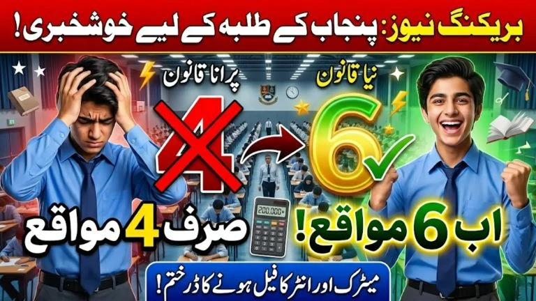 Punjab Boards Allow Up to 6 Attempts for Failed Students in New Policy