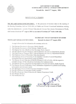 Sindh Announces Holiday for All Schools on August 4 for Chehlum