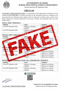 Sindh Education Department Rejects Fake School Timing Notification