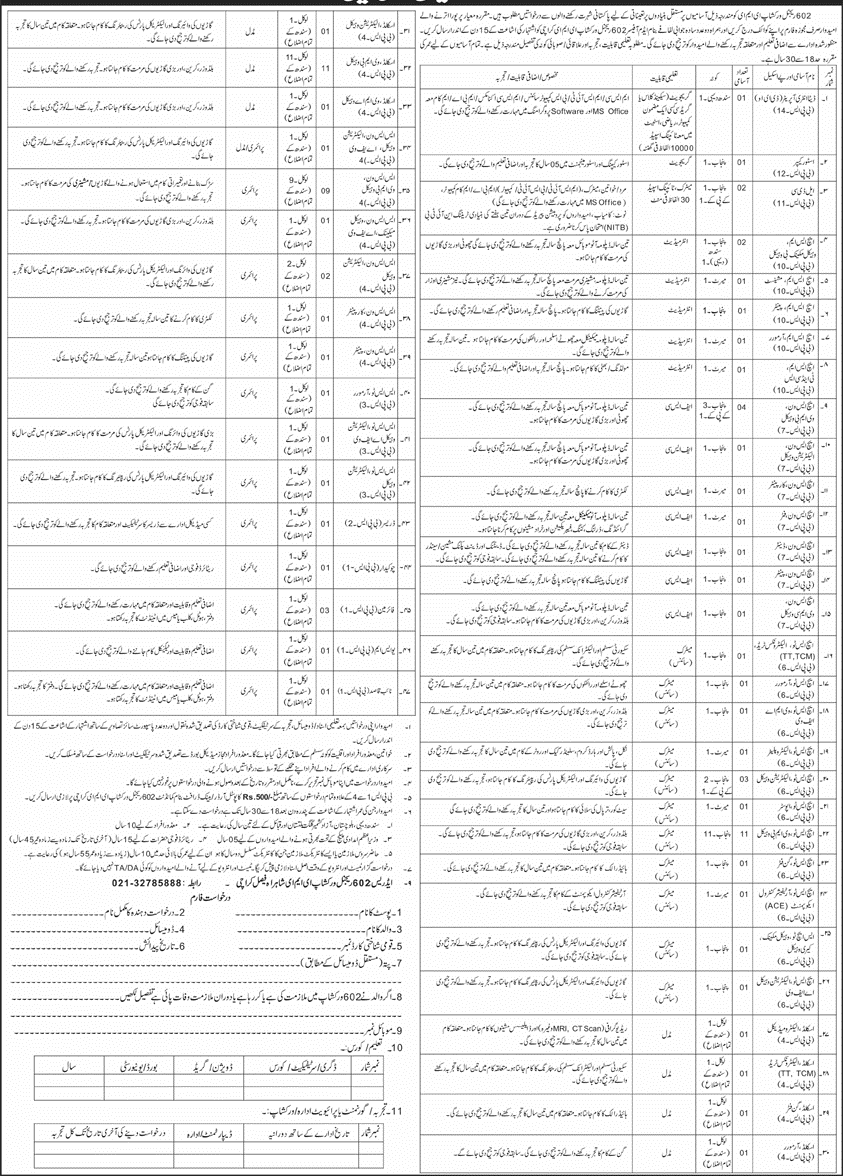 602 Regional EME Karachi announces Multiple Jobs 2025