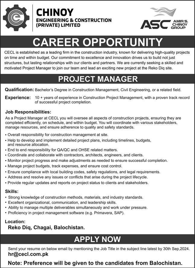 Chinoy Engineering & Construction Private Limited Chagai announces ...